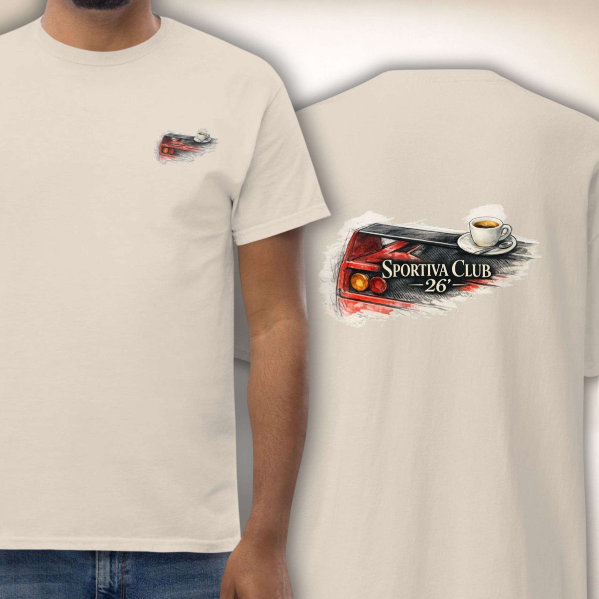 Sportiva Club 26 Tee in Naturweiß, Vorder- und Rückseite