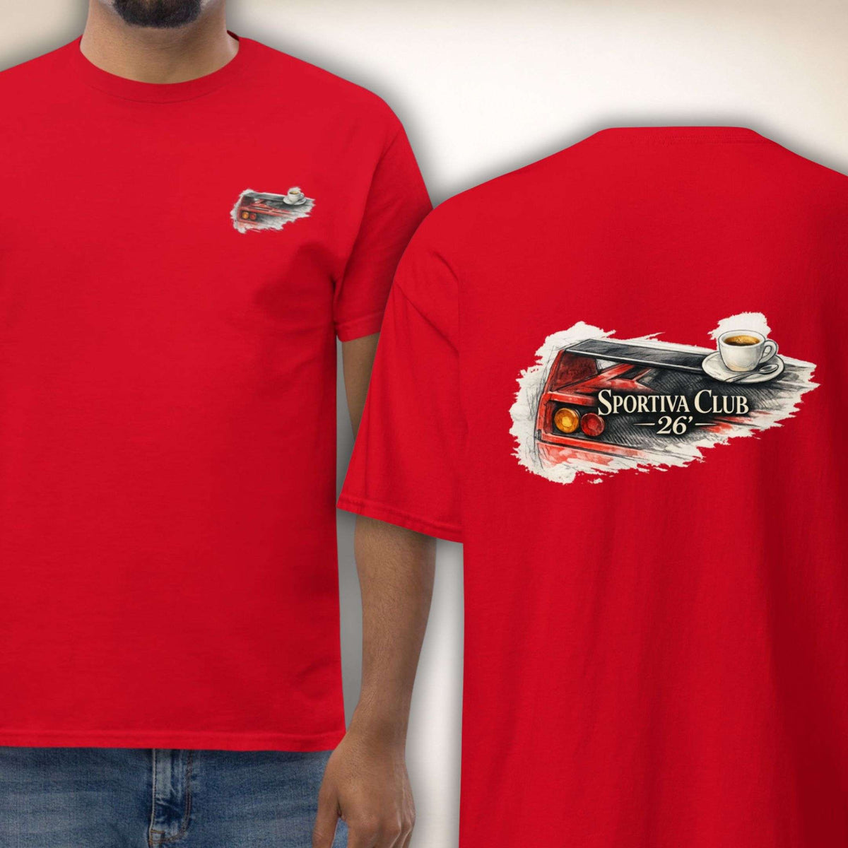Sportiva Club 26 Tee in Rot, Vorder- und Rückseite