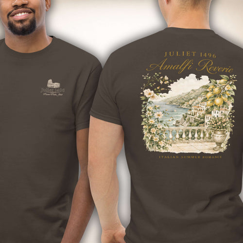 Amalfi Reverie Shirt in Dunkelbraun, Vorder- und Rückseite