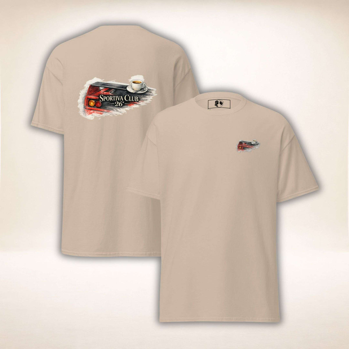 Sportiva Club 26 Tee in Beige, Vorder- und Rückseite