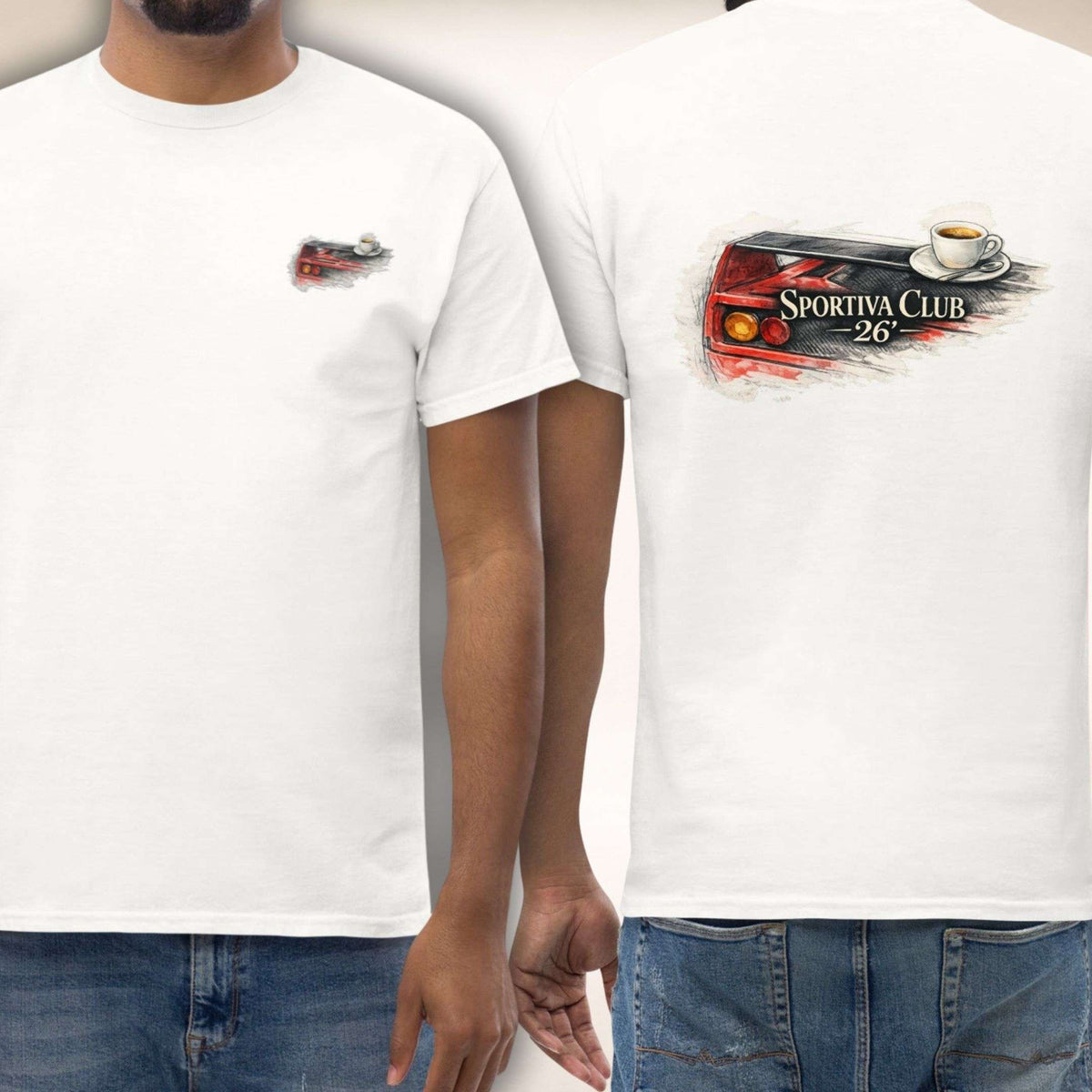 Sportiva Club 26 Tee in Weiß, Vorder- und Rückseite