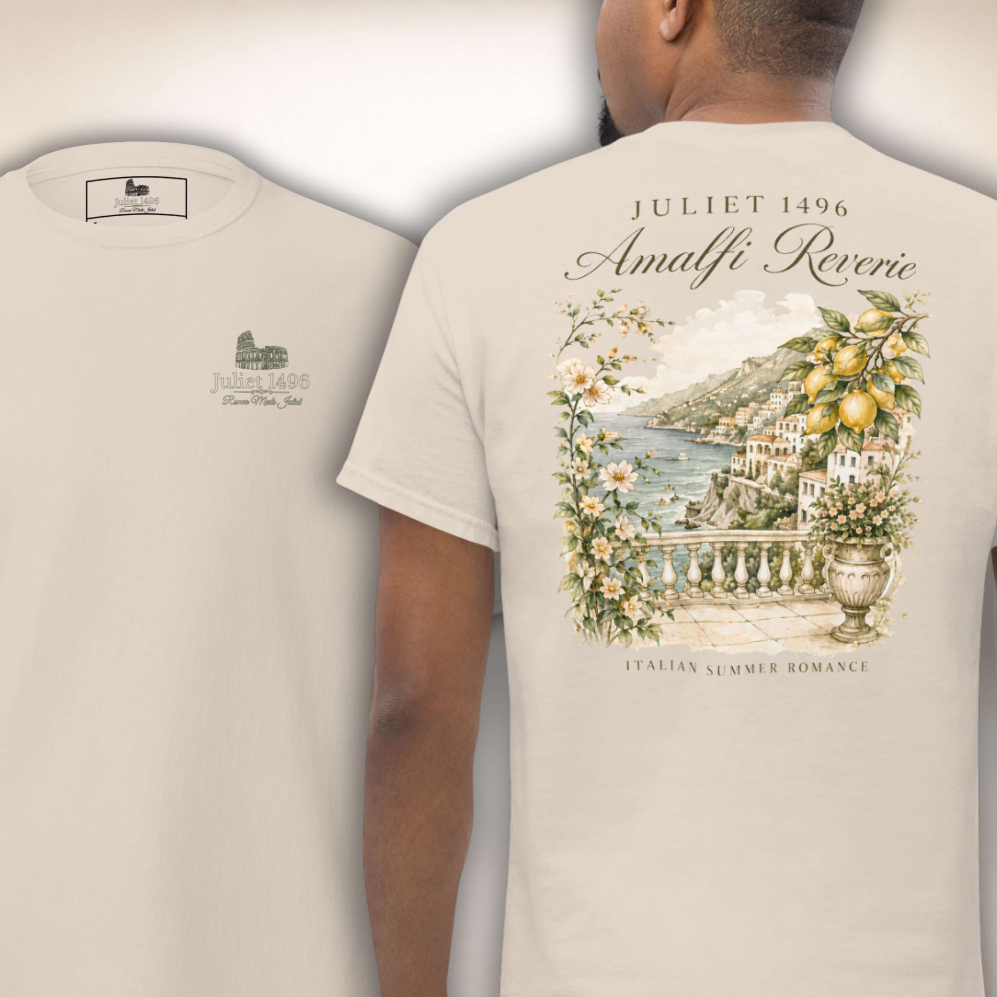 Amalfi Reverie Shirt in Naturweiß, Vorder- und Rückseite