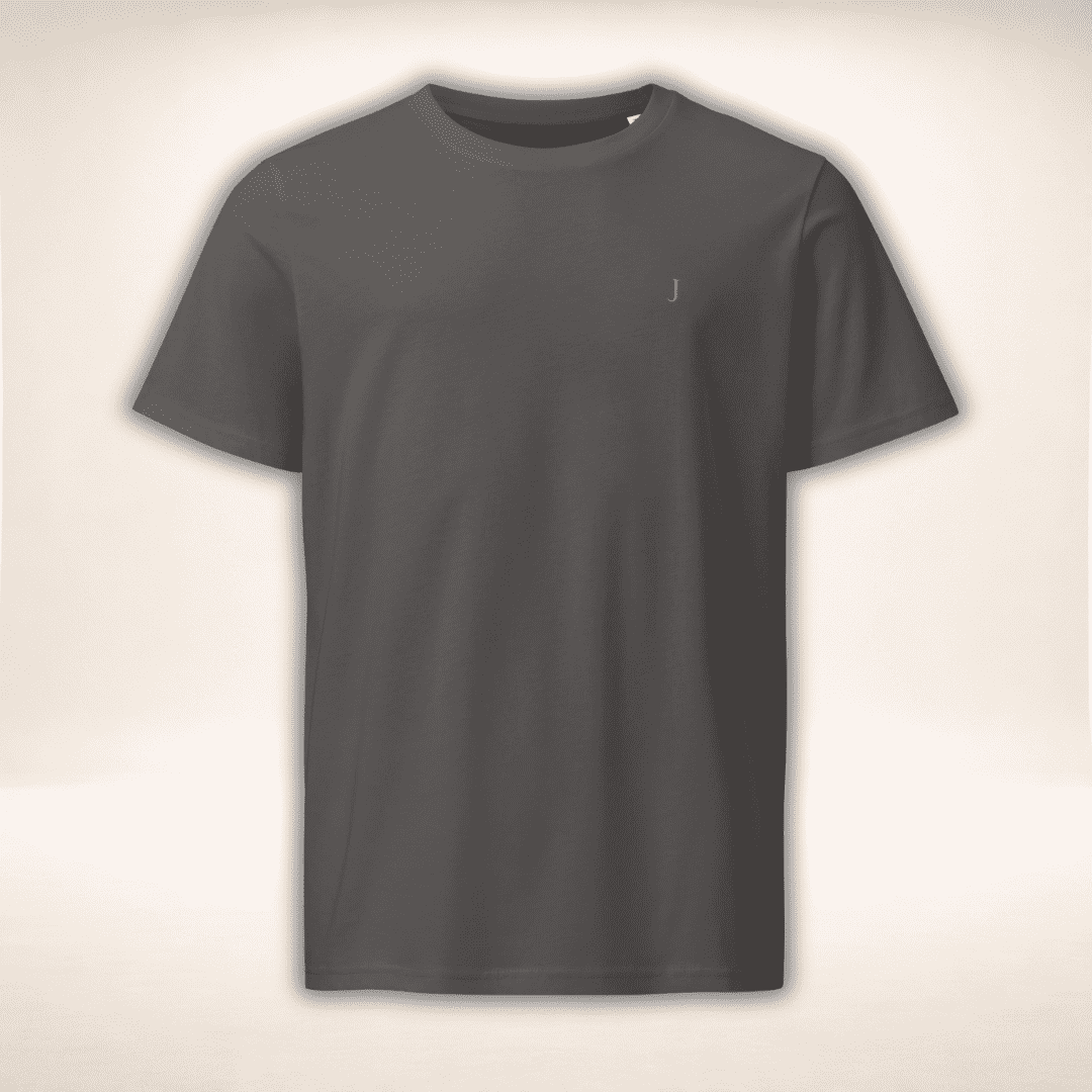 Club Juliet Bio Tee in Anthrazit mit kleinem goldfarbenem J