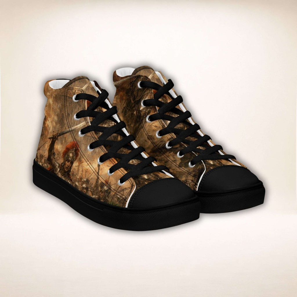 Crusade Battle High-Top Sneakers mit Renaissance-Schlachtenmotiv, Vorderansicht