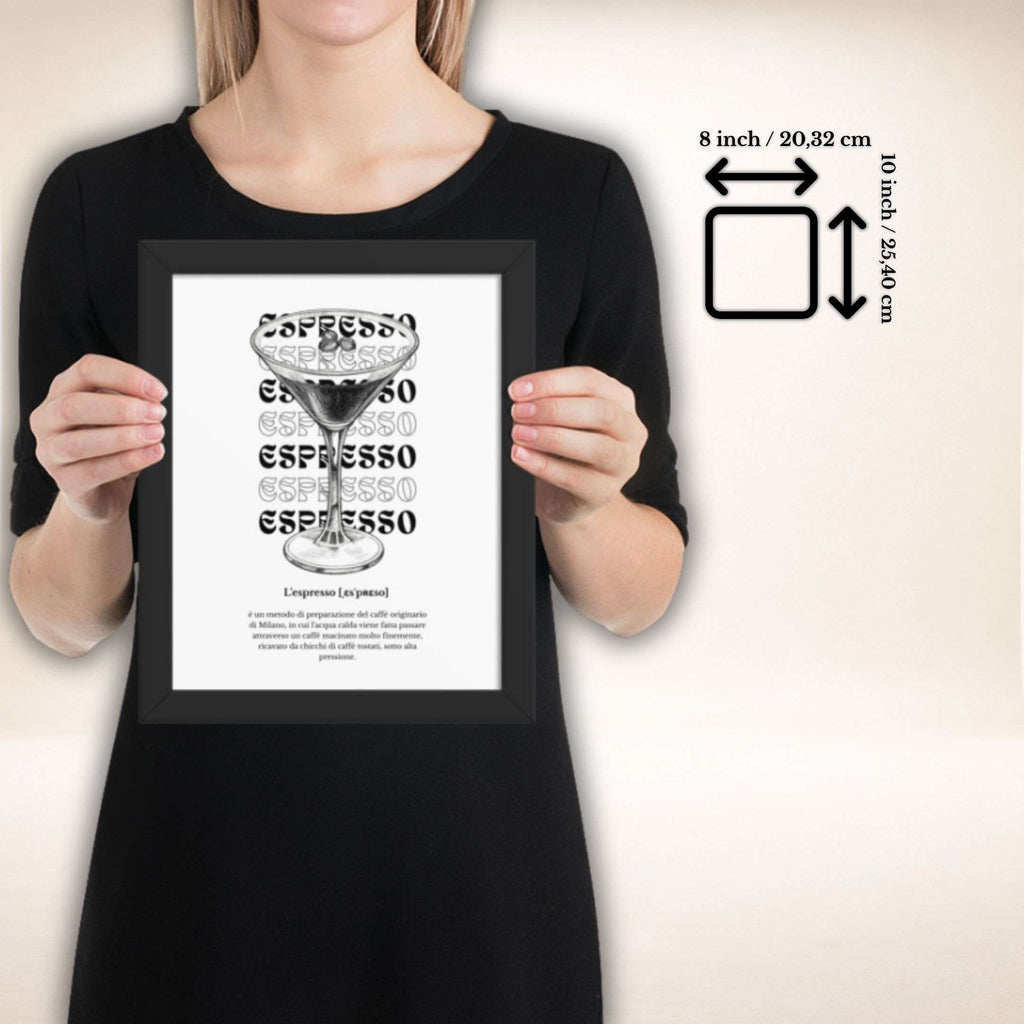 ESPRESSO Poster im schwarzen Rahmen, Format 8 × 10 Zoll