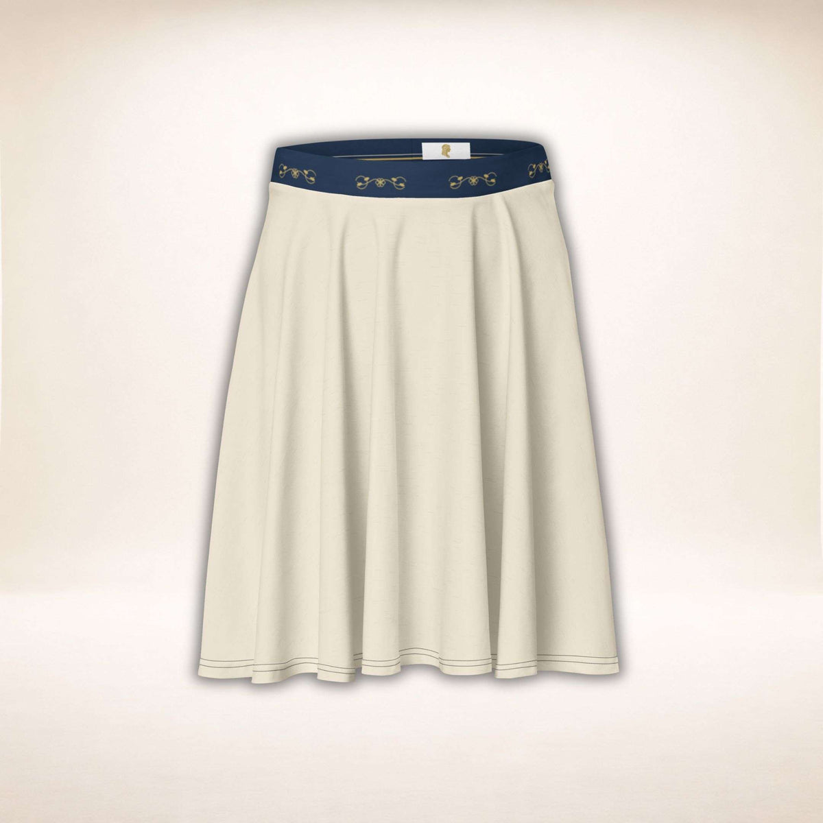Juliet Casa Aurelia Skirt in Creme mit dunkelblauem Bund, Vorderansicht