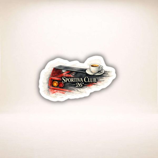 Sportiva Club 26 Vinyl-Sticker mit Kassetten- und Espressomotiv