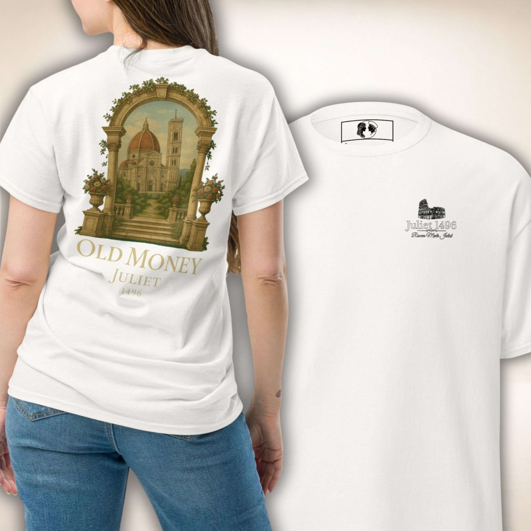 Palazzo Firenze Tee in Weiß, Vorder- und Rückseite mit Florenzmotiv