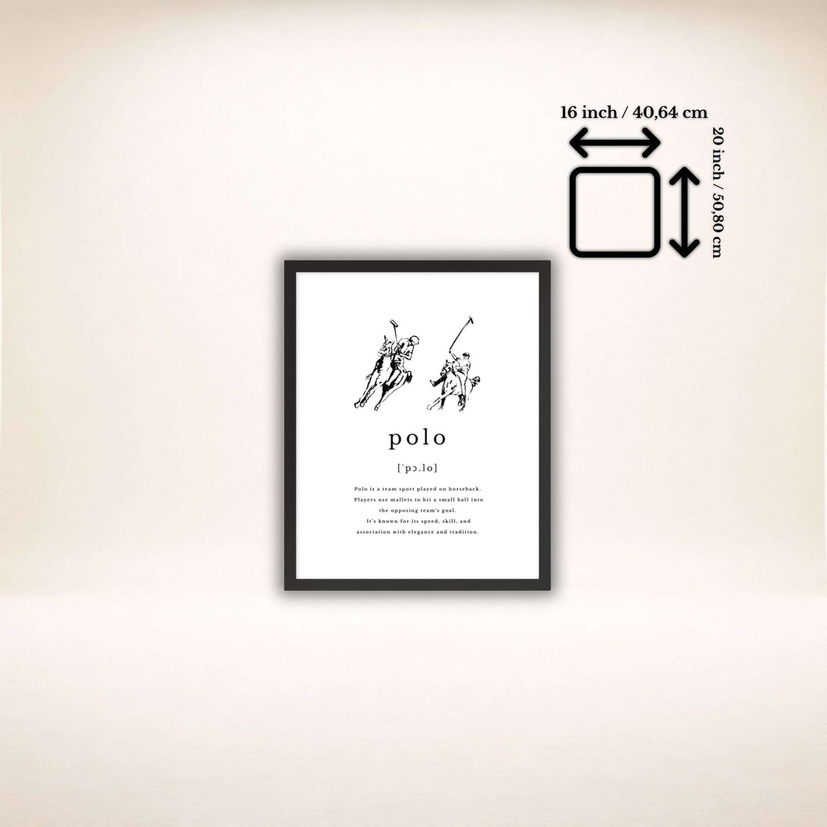 Polo Poster im schwarzen Rahmen, Format 16 × 20 Zoll