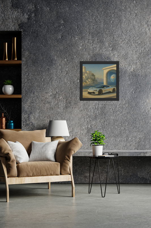 Framed Poster – Car and Renaissance Style