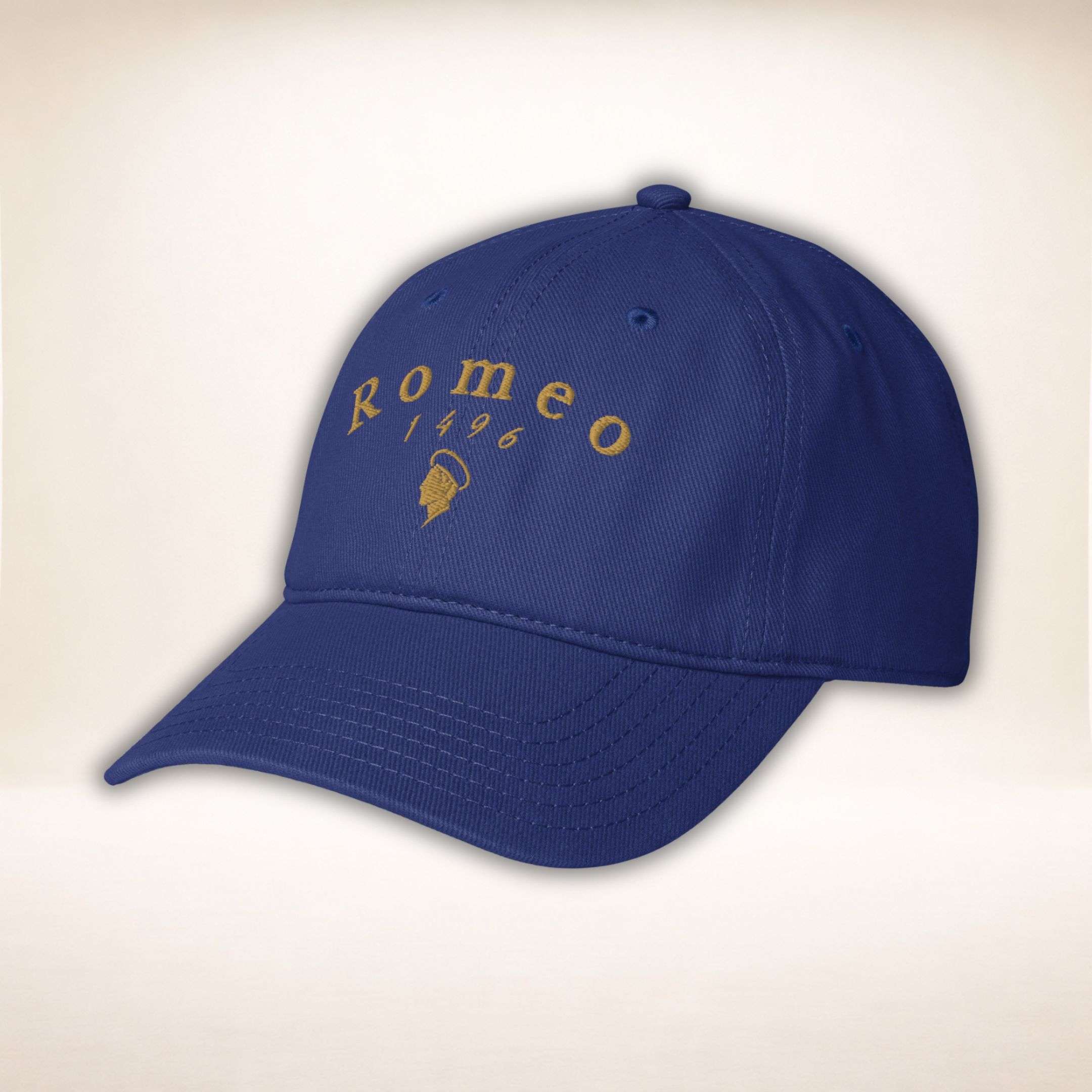 Romeo Silhouette Cap in Königsblau mit goldener Stickerei
