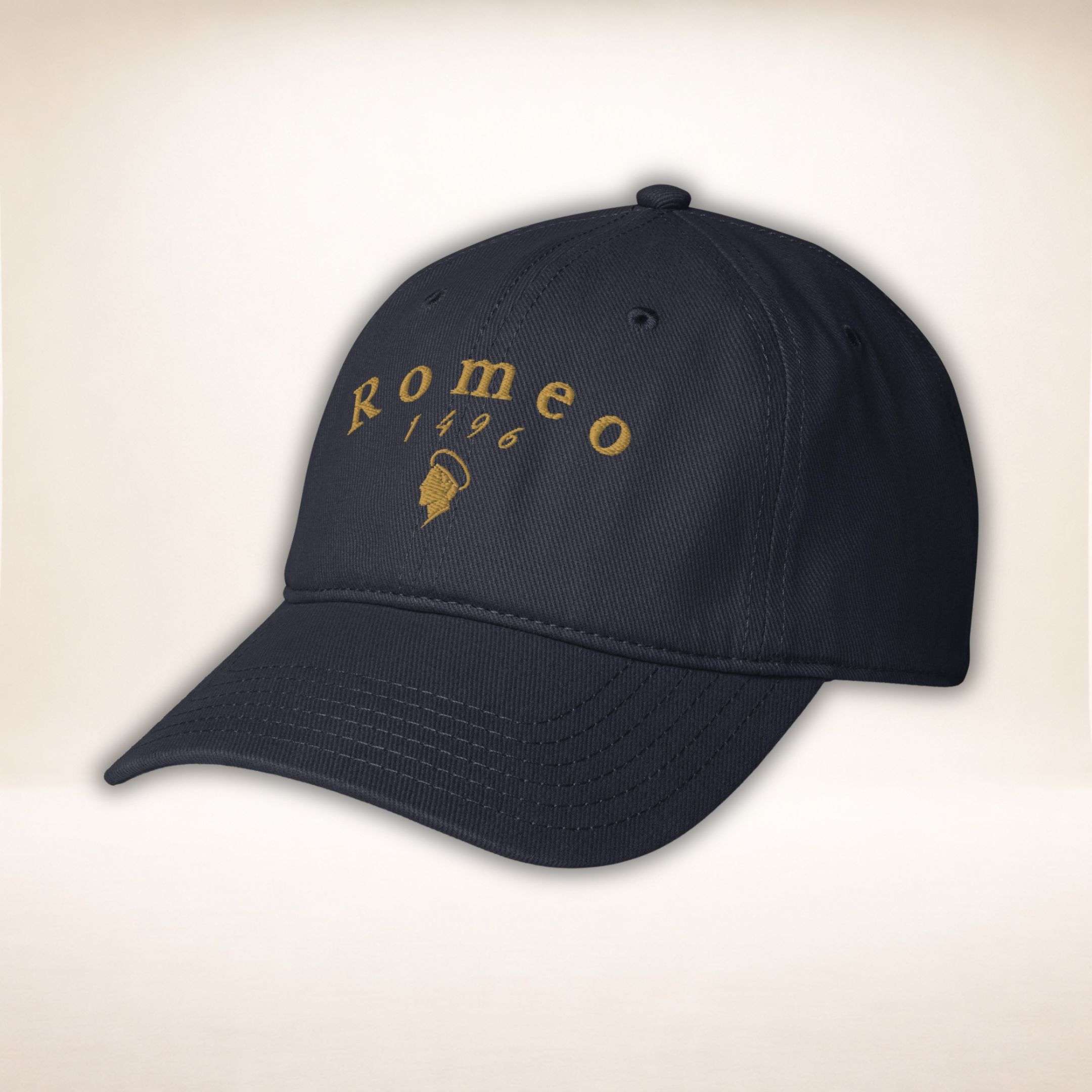 Romeo Silhouette Cap in Dunkelnavy mit goldener Stickerei
