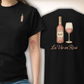 Rosé Royale Tee in Schwarz, Vorder- und Rückseite