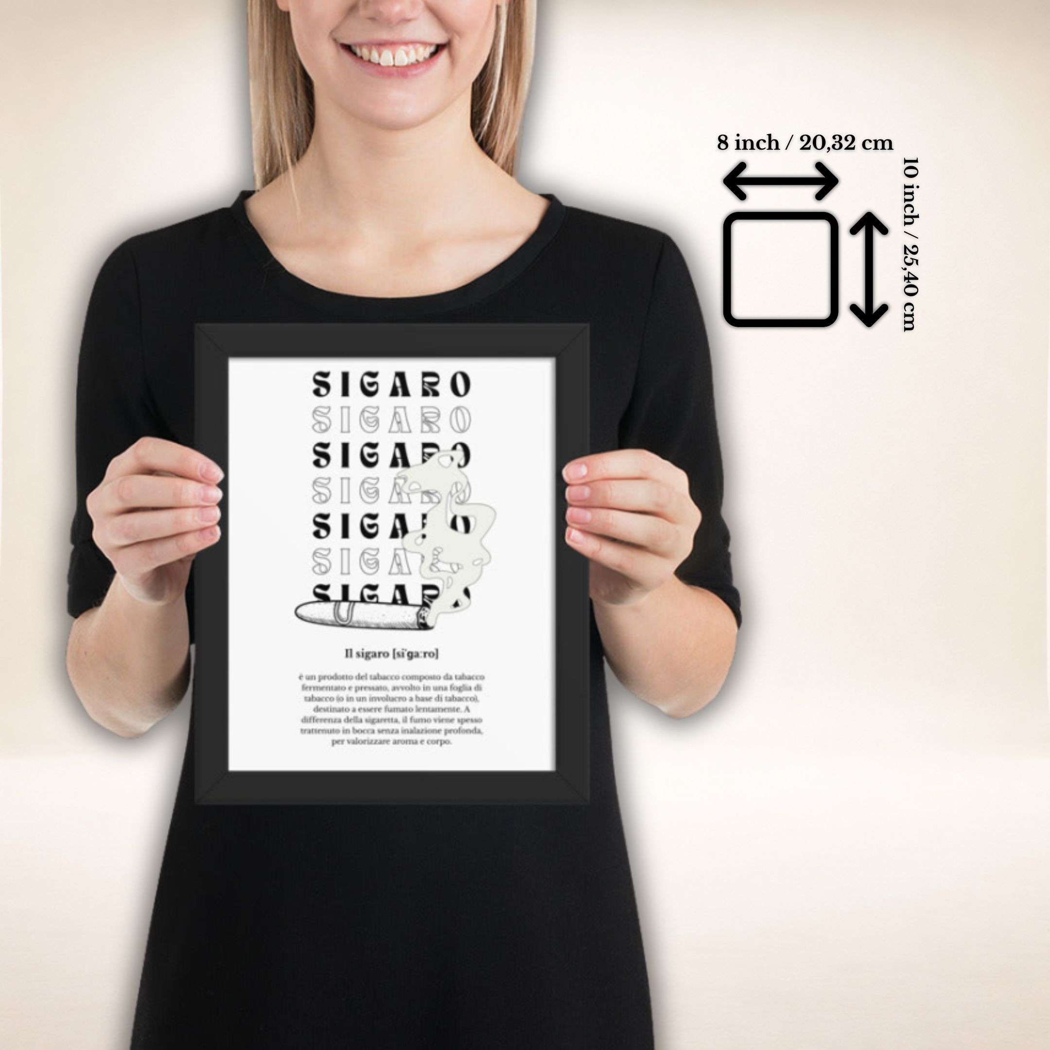 Sigaro Noir Poster im schwarzen Rahmen, Format 8 × 10 Zoll