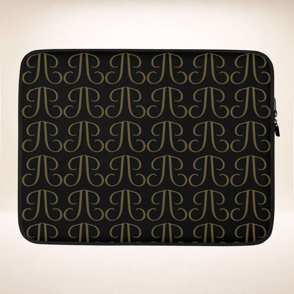 Venezia Executive Case in Schwarz mit goldenem Monogramm, Größe 15 Zoll