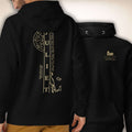 La Serenità Hoodie in Schwarz, Vorder- und Rückseite