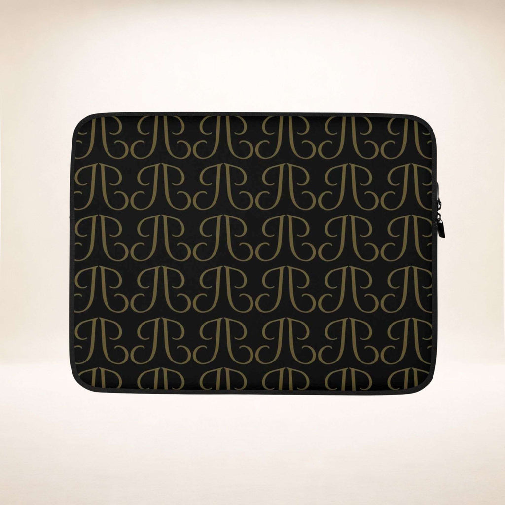 Laptoptasche Venezia Executive in Schwarz mit goldfarbenem Monogramm, Größe 13 Zoll